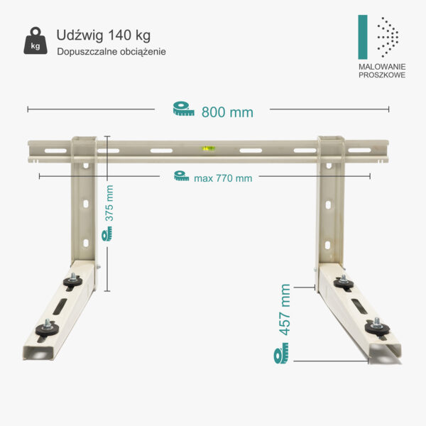 Wspornik ścienny składany z belką montażową WS/450/400/M
