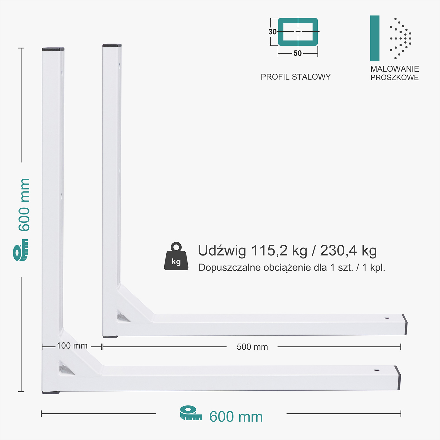 Wspornik spawany elka / malowany / 60035LM