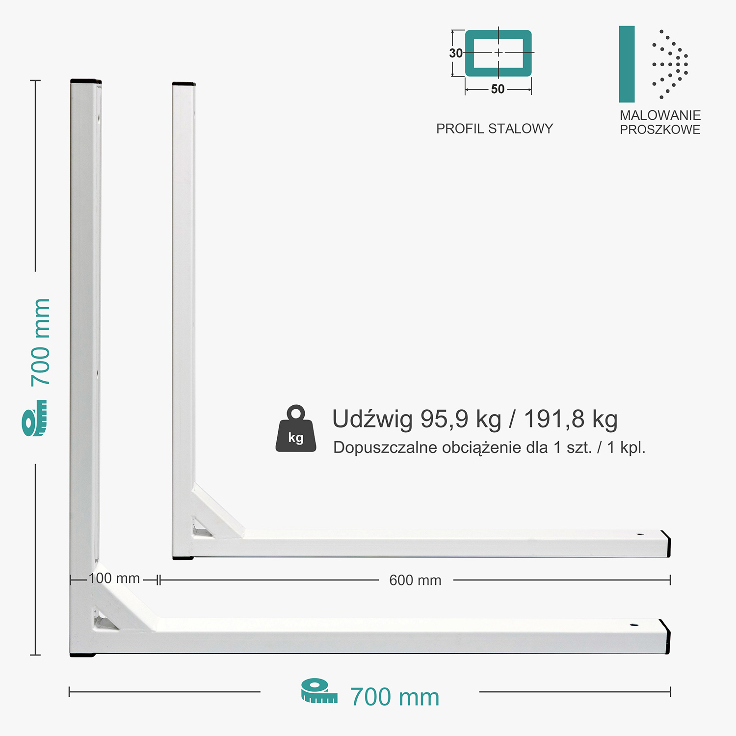 Wspornik spawany elka / malowany / 70035LM
