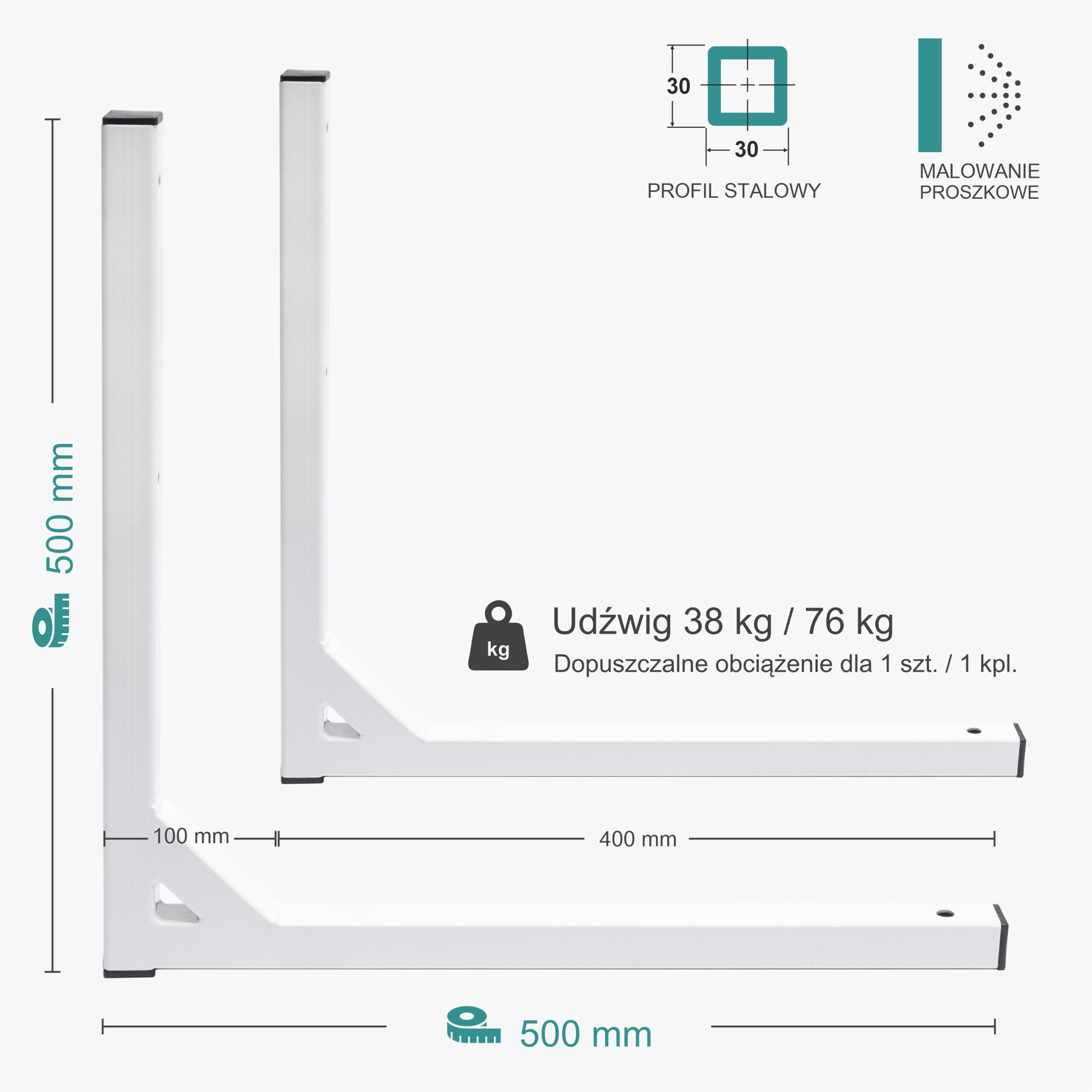 Wspornik spawany elka / malowany / 50033LM