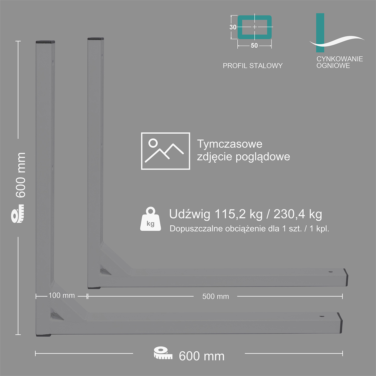 Wspornik spawany elka / ocynkowany / 60035LO