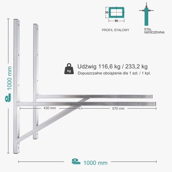 Wspornik spawany podpórka / stal nierdzewna INOX / 100035P INOX