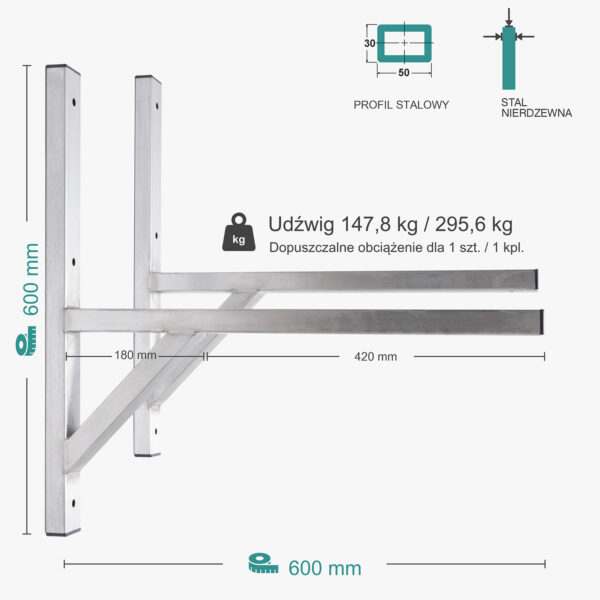 Wspornik spawany podpórka / stal nierdzewna INOX / 60035P INOX