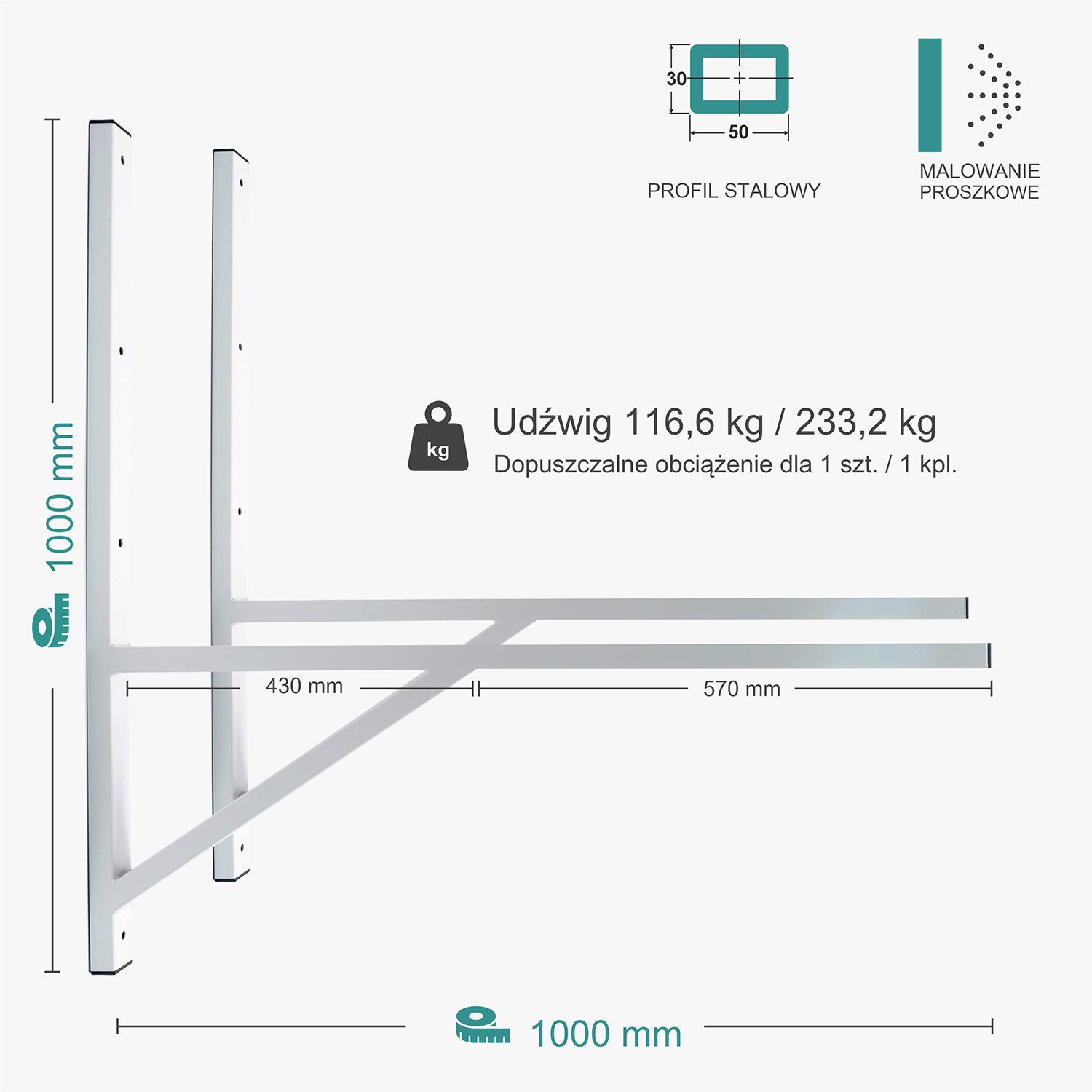 Wspornik spawany podpórka / malowany / 100035PM