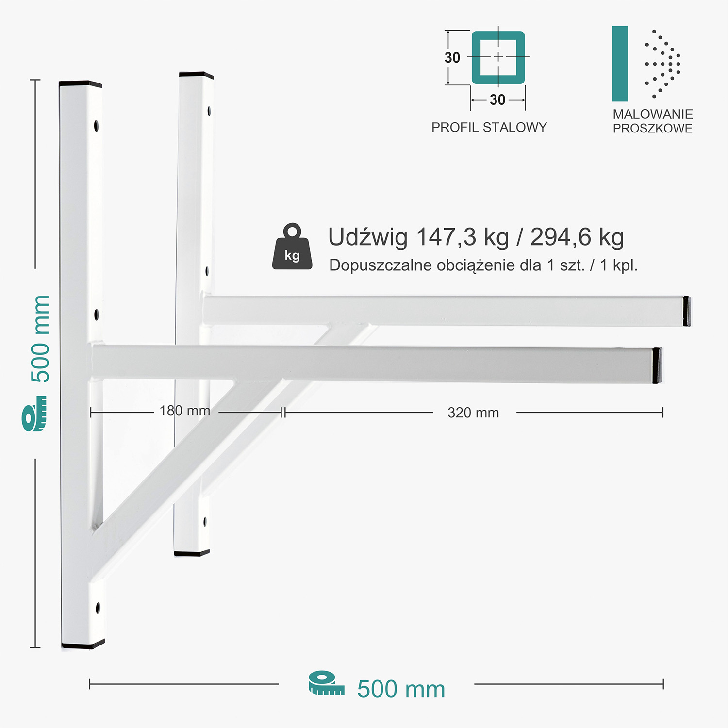 Wspornik spawany podpórka / malowany / 50033PM