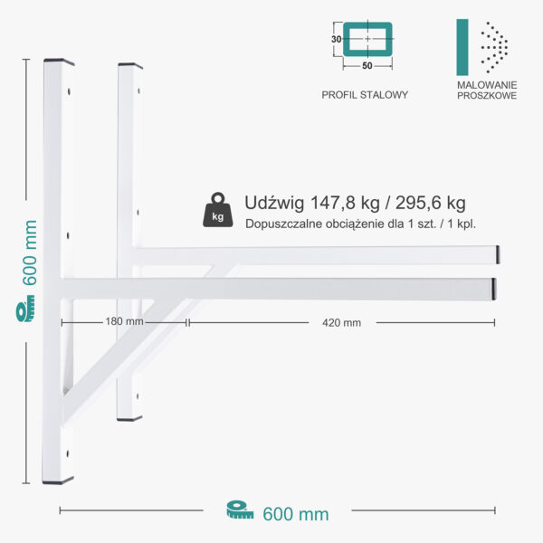 Wspornik spawany podpórka / malowany / 60035PM