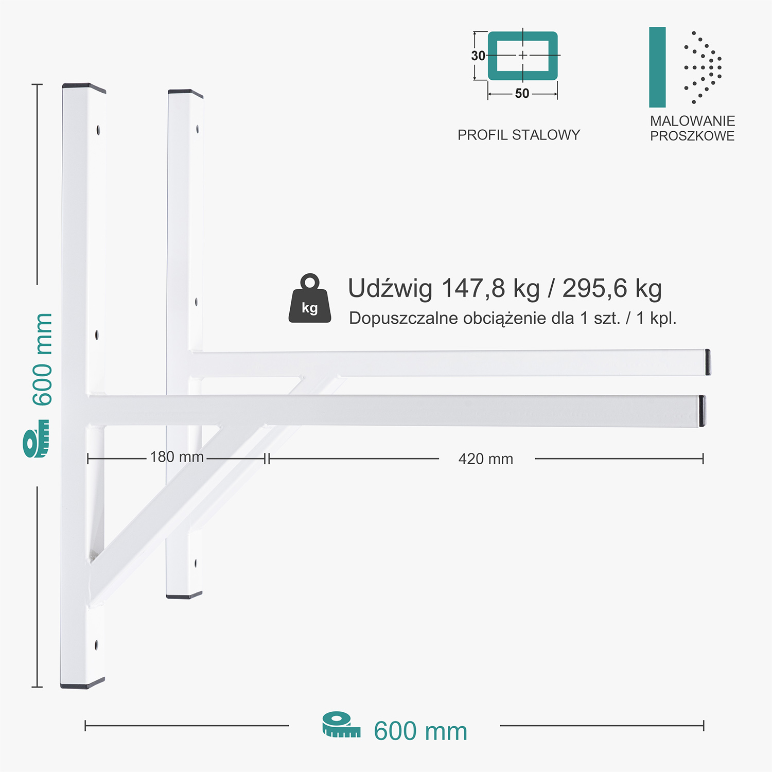 Wspornik spawany podpórka / malowany / 60035PM