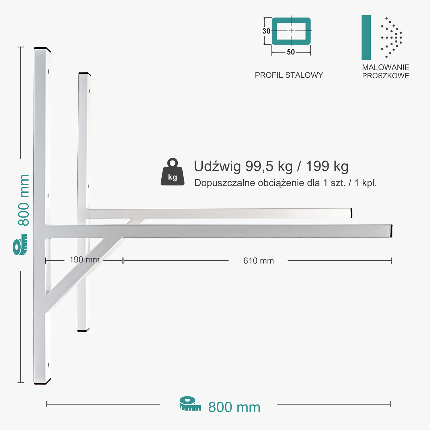 Wspornik spawany podpórka / malowany / 80035PM Light