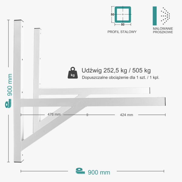Wspornik spawany podpórka / malowany / 90055PM
