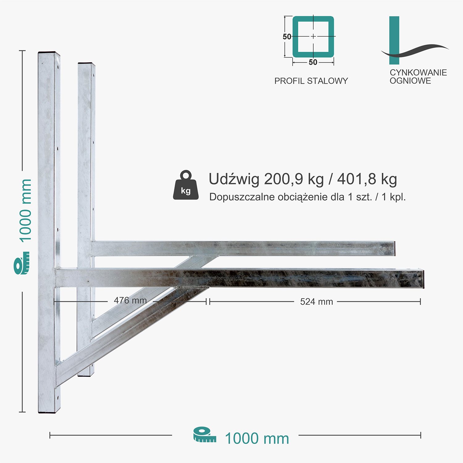 Wspornik spawany podpórka / ocynkowany / 100055PO