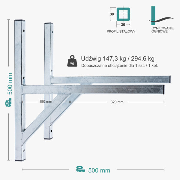 Wspornik spawany podpórka / ocynkowany / 50033PO