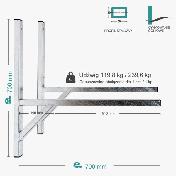 Wspornik spawany podpórka / ocynkowany / 70035PO