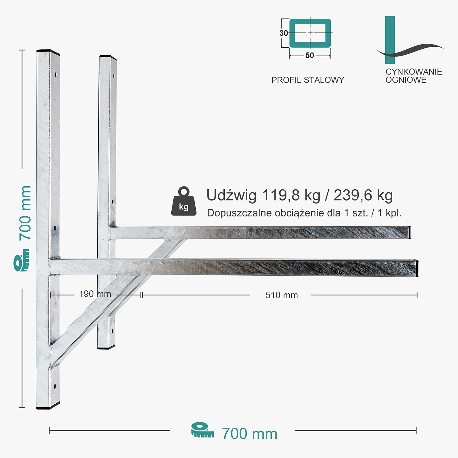 Wspornik spawany podpórka / ocynkowany / 70035PO
