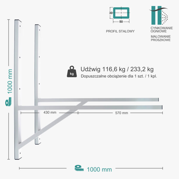 Wspornik spawany podpórka / ocynkowany i malowany / 100035POM