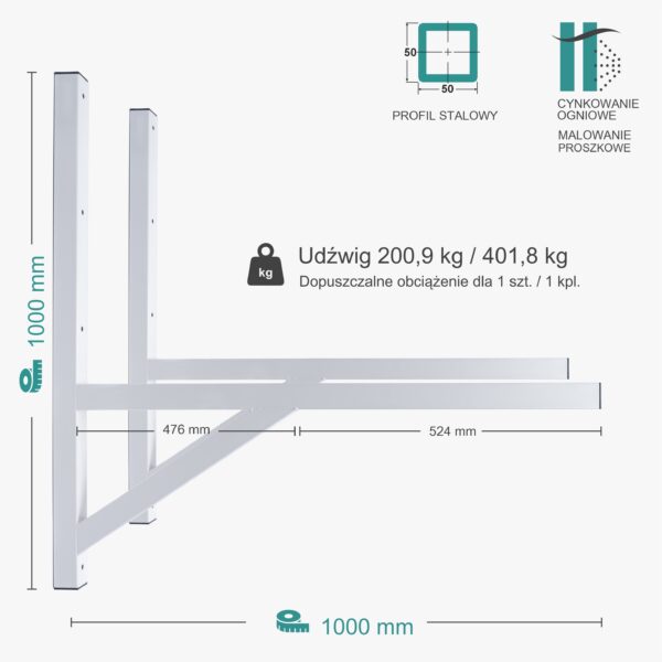Wspornik spawany podpórka / ocynkowany i malowany / 100055POM