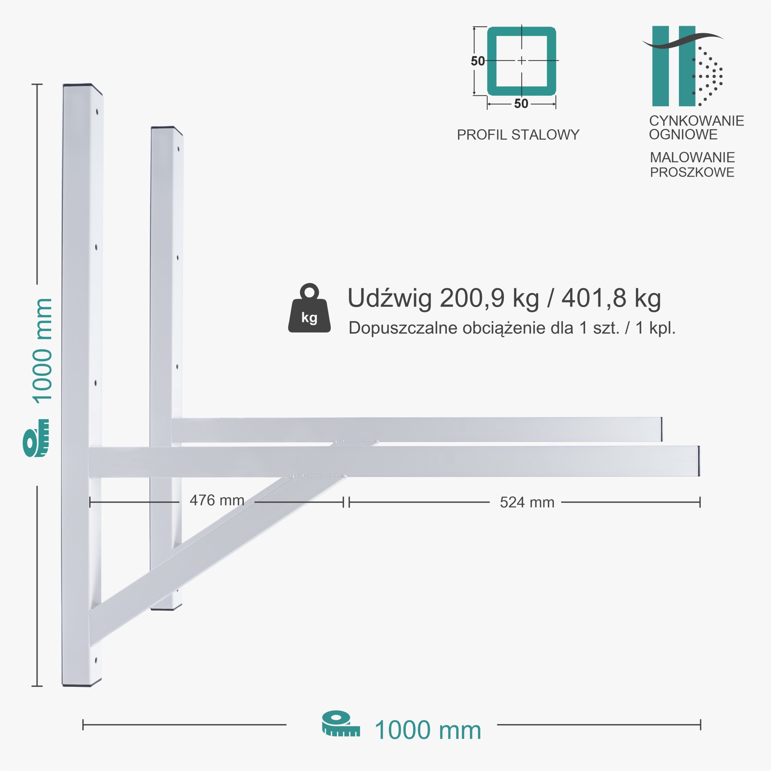 Wspornik spawany podpórka / ocynkowany i malowany / 100055POM