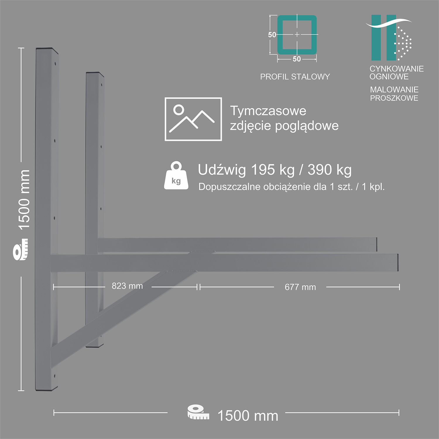 Wspornik spawany podpórka / ocynkowany i malowany / 150055POM