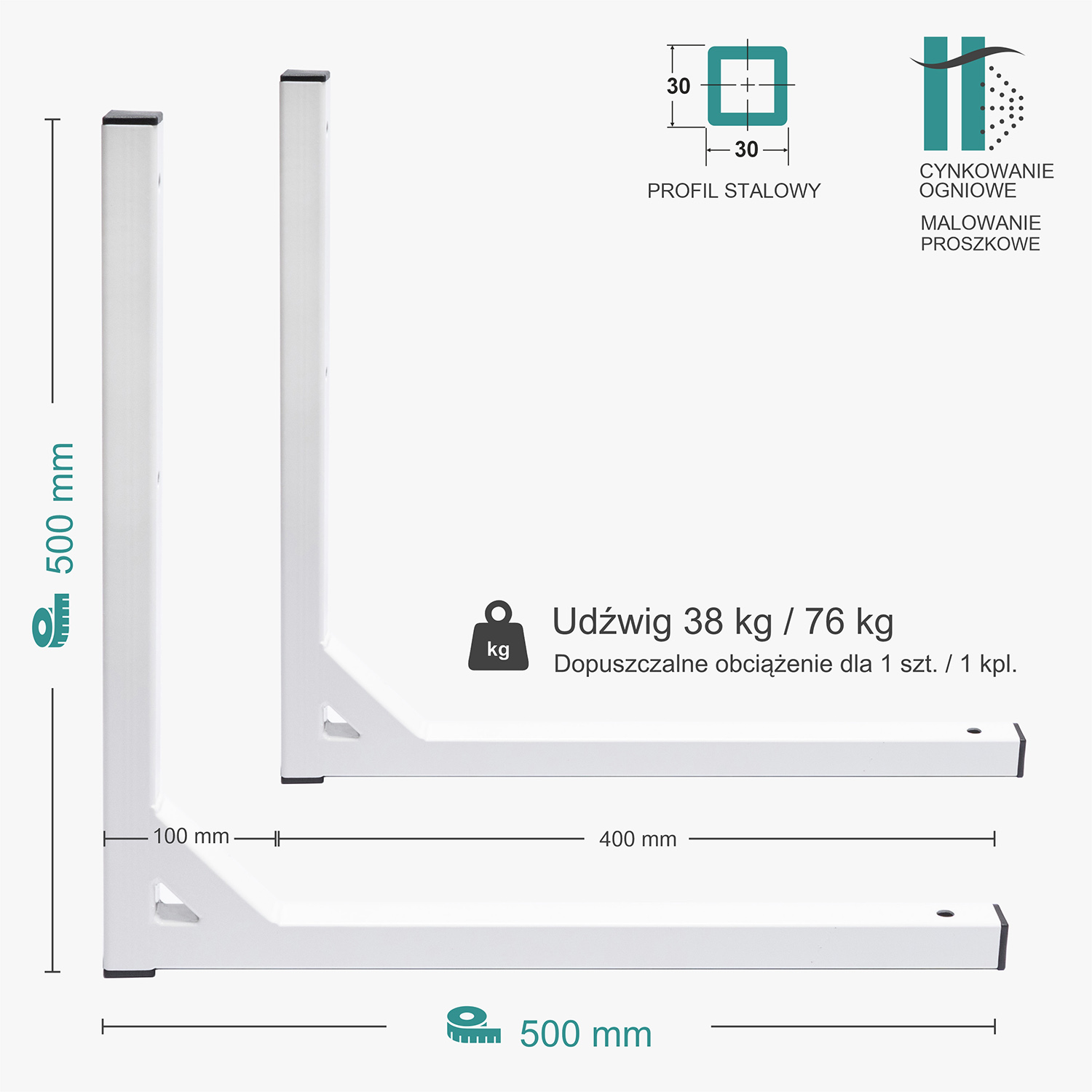 Wspornik spawany elka / ocynkowany i malowany / 50033LOM