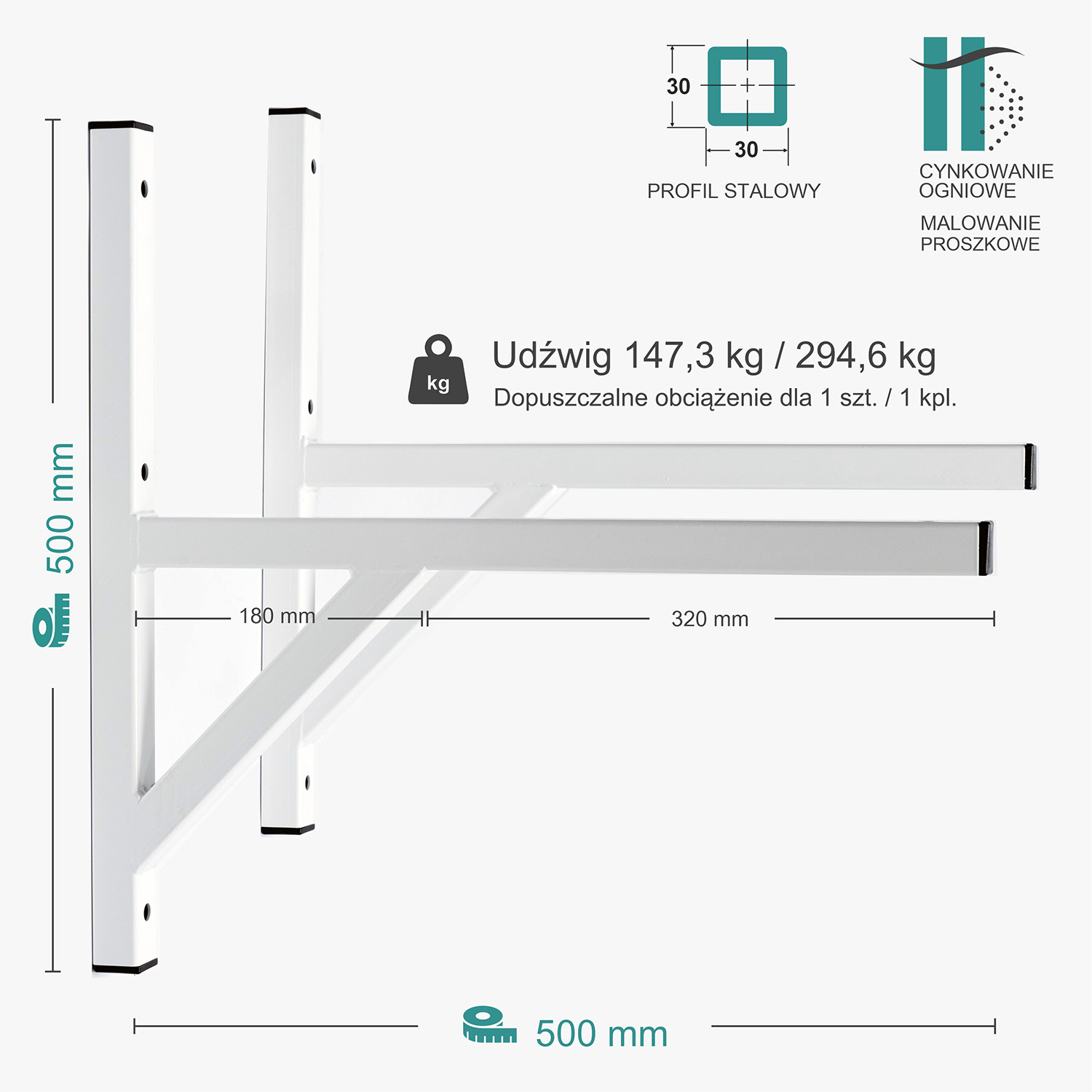 Wspornik spawany podpórka / ocynkowany / 50033PO