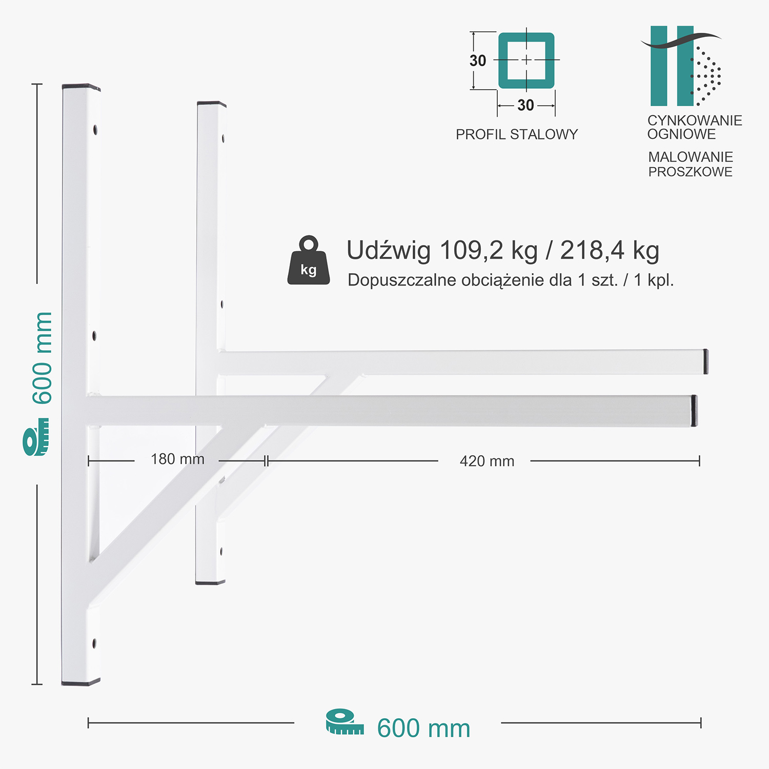 Wspornik spawany podpórka / ocynkowany i malowany / 60033POM
