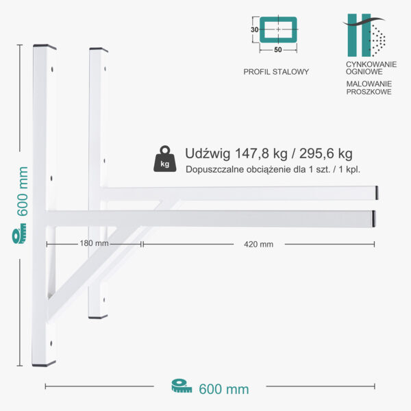 Wspornik spawany podpórka / ocynkowany i malowany / 60035POM