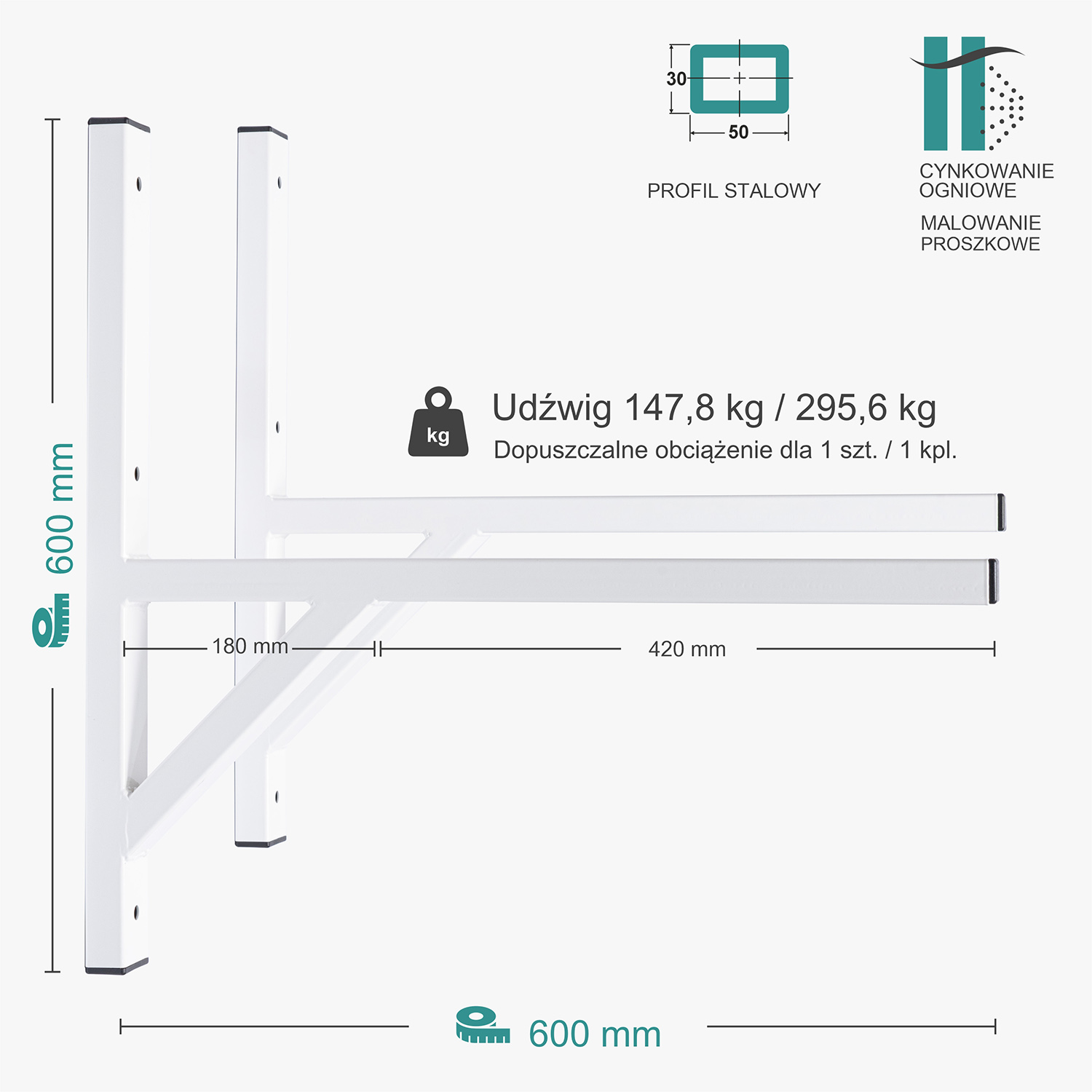 Wspornik spawany podpórka / ocynkowany i malowany / 60035POM