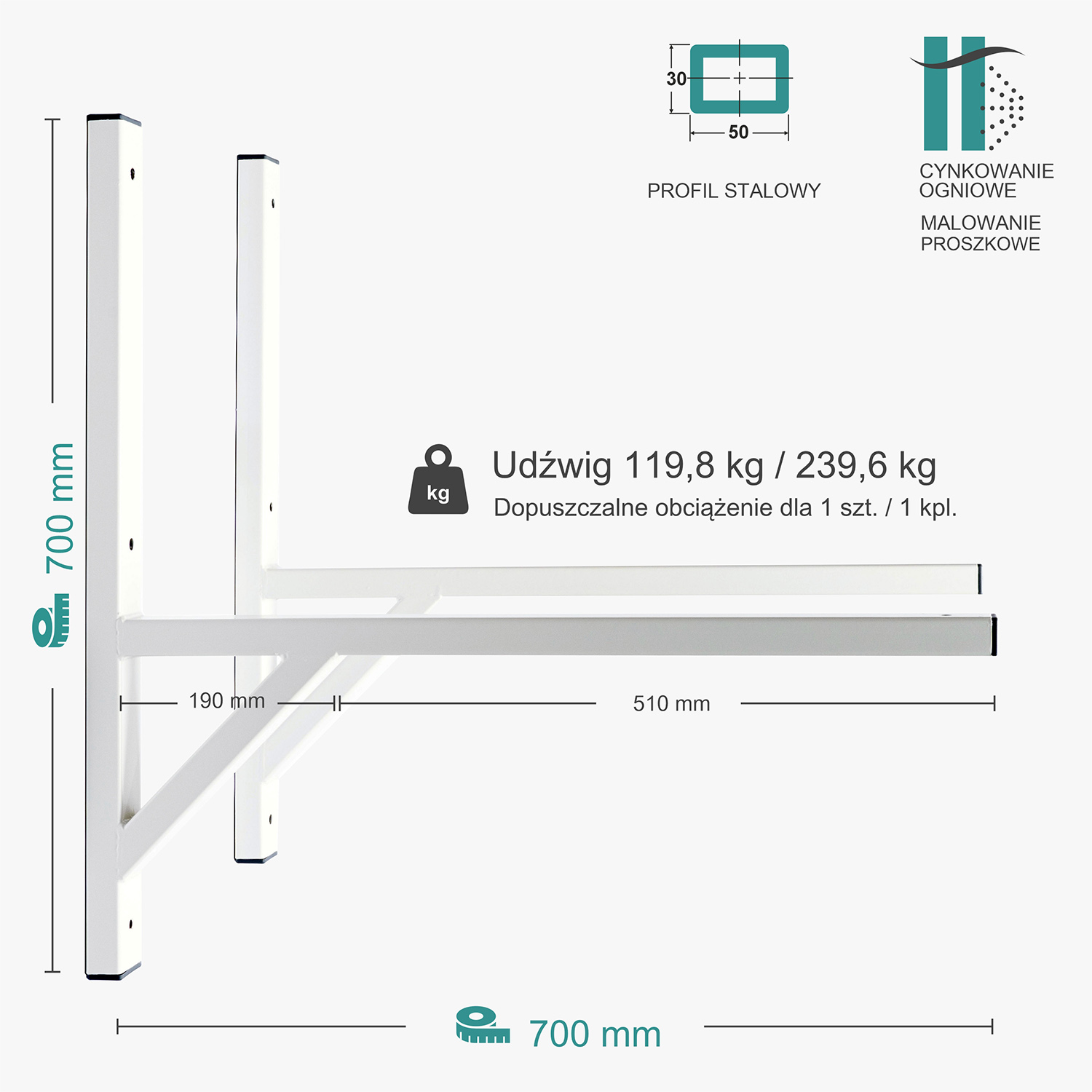 Wspornik spawany podpórka / ocynkowany i malowany / 70035POM