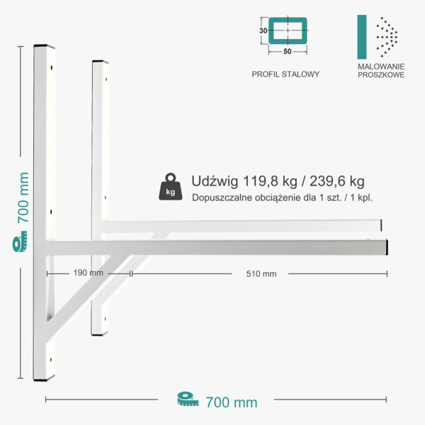 Wspornik spawany podpórka / malowany / 70035PM