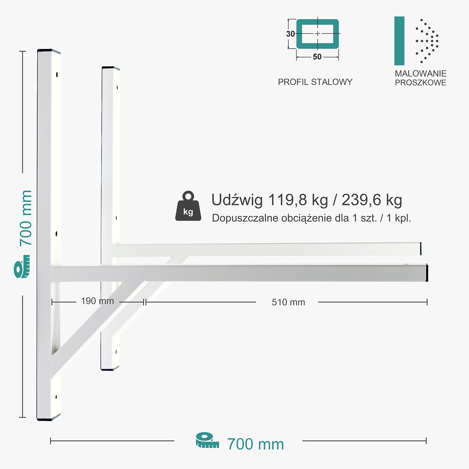 Wspornik spawany podpórka / malowany / 70035PM