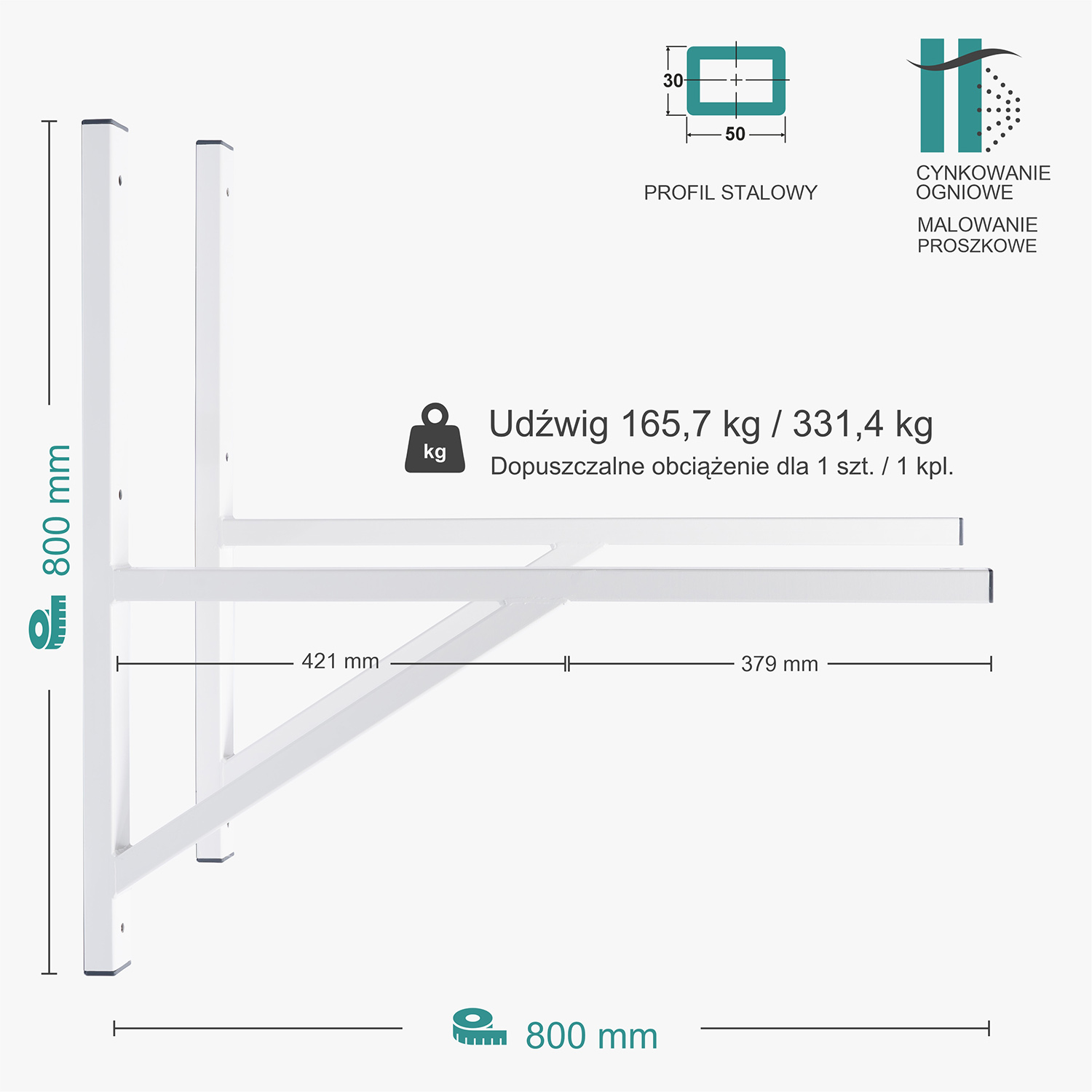 Wspornik spawany podpórka / ocynkowany i malowany / 80035POM Big