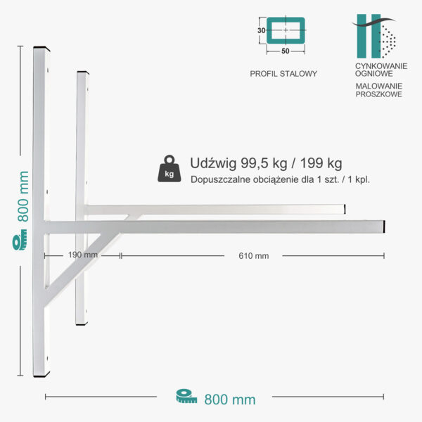 Wspornik spawany podpórka / ocynkowany i malowany / 80035POM Light
