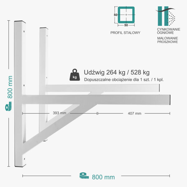Wspornik spawany podpórka / ocynkowany i malowany / 80055POM