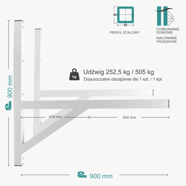 Wspornik spawany podpórka / ocynkowany i malowany / 90055POM