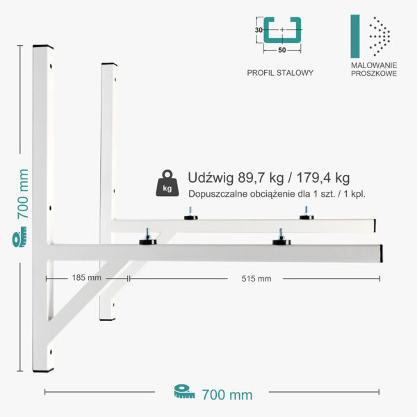 Wspornik spawany podpórka o profilu półzamkniętym / malowany / 700POL3535PM