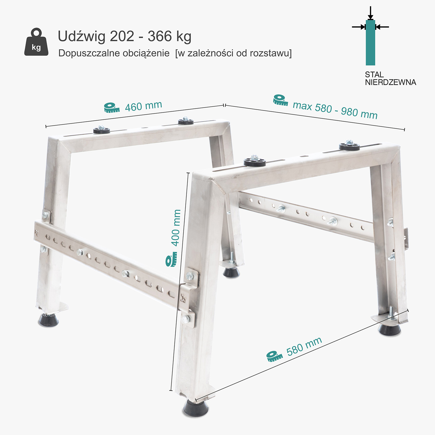 Podstawa stalowa do montażu jednostki zewnętrznej / chromoniklowa stal nierdzewna INOX - PJZ 42/92 ALFA INOX