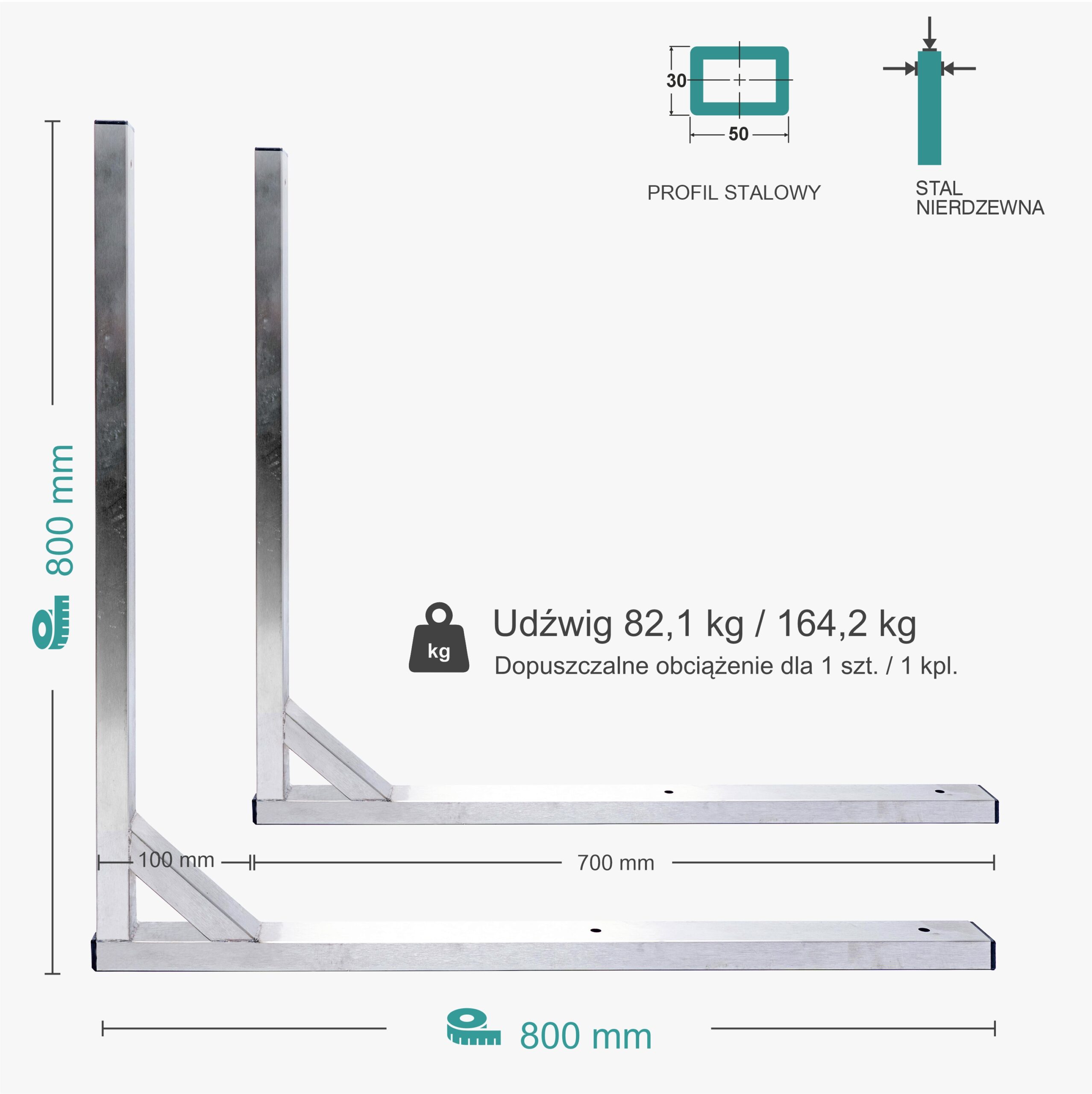 Wspornik spawany elka / stal nierdzewna INOX / 80035L INOX